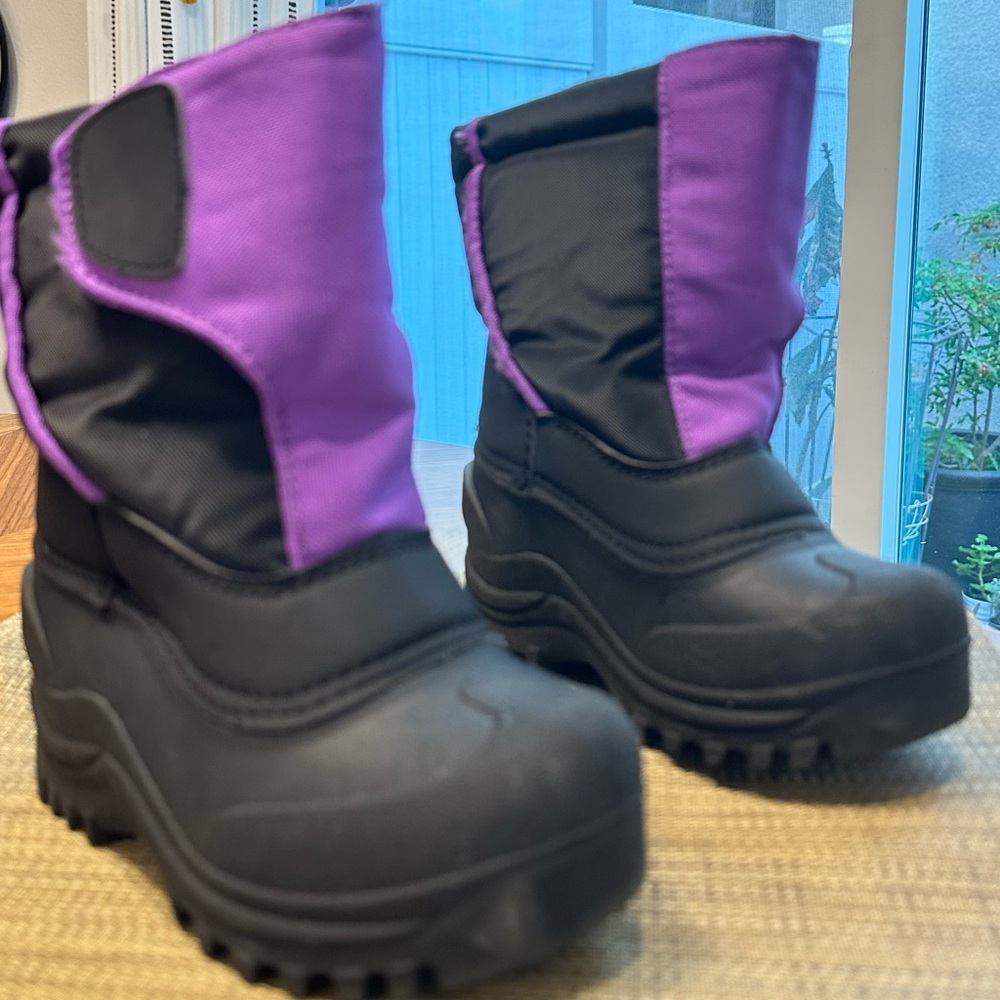 Kids Black and Purple Winter Boots